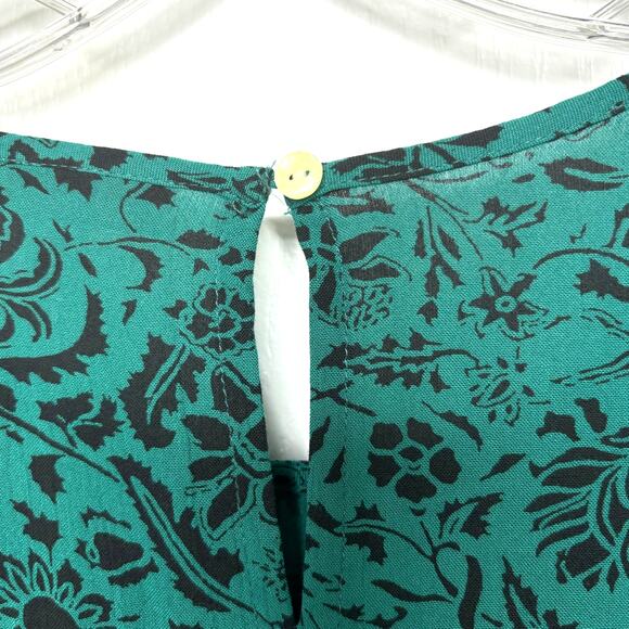 Knox Rose Wms XL Green Black Floral Tunic Popover Boho Dark Cottagecore Peasant - Picture 4 of 7
